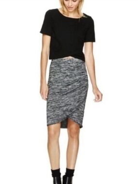 Wilfred Black Gray Tulip Wrap Midi Skirt